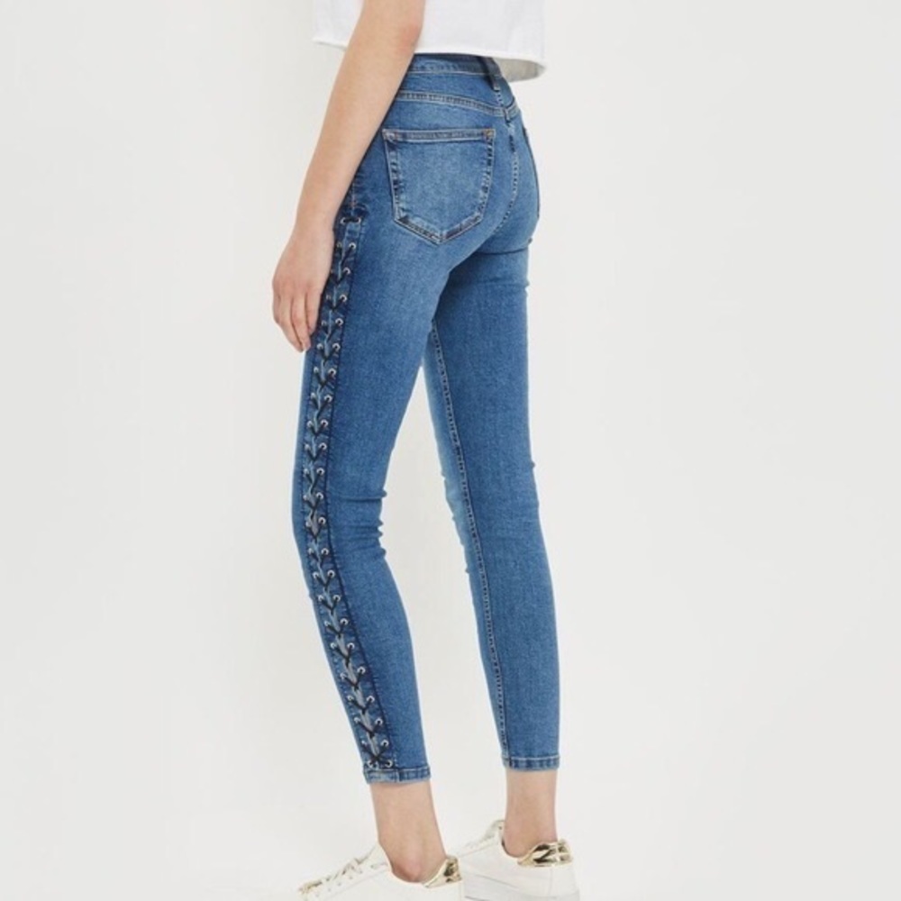 Top shop Jeans with black lace detail